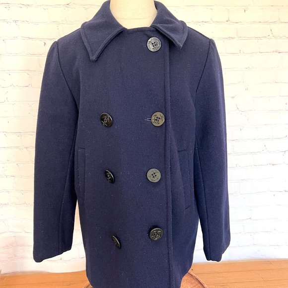 60's Navy Blue Pea Coat - Size Medium/Large -Sears - Picture 6 of 13